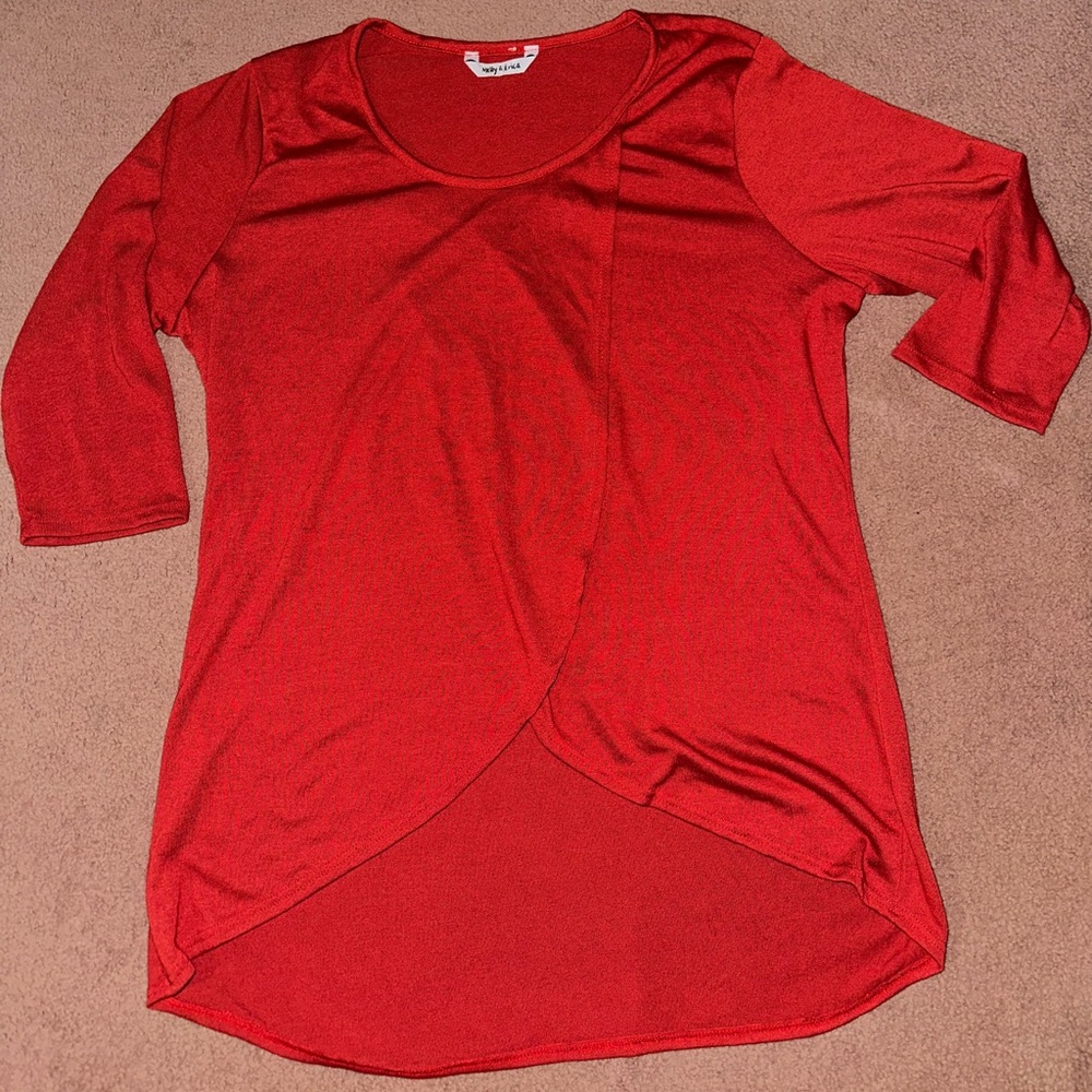 Elegant Burnt Orange Women's Asymmetrical Tunic